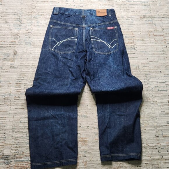 Clench Jeans, Dark Blue Jean Color, Active Wear, Baggy, Y2K, Size 34W 32L - Picture 5 of 13